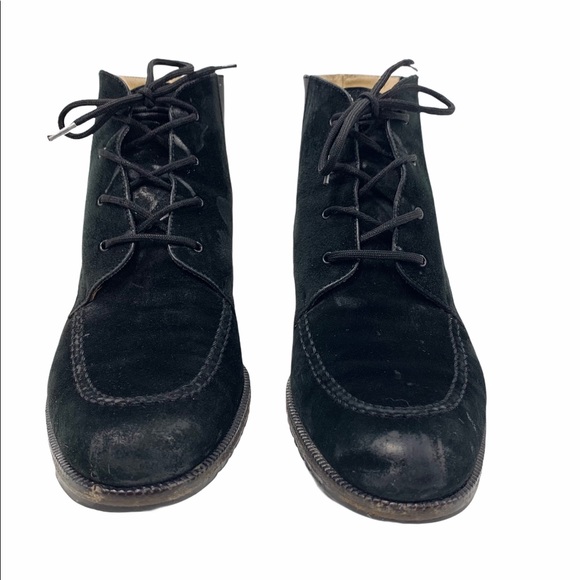 Salvatore Ferragamo Black Suede Lace Up Boots - Picture 2 of 8